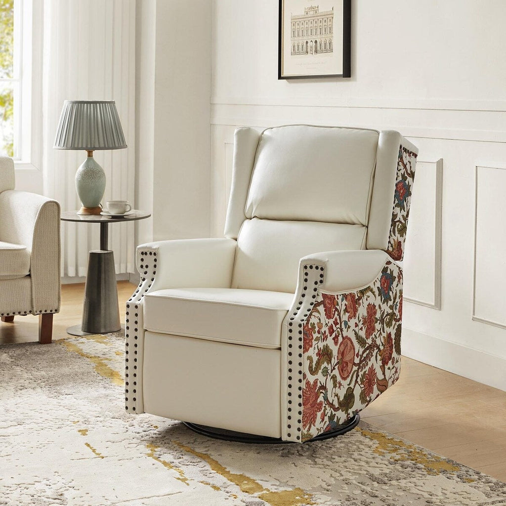 Fauteuil inclinable pivotant Amelia en similicuir avec coutures florales par HULALA HOME