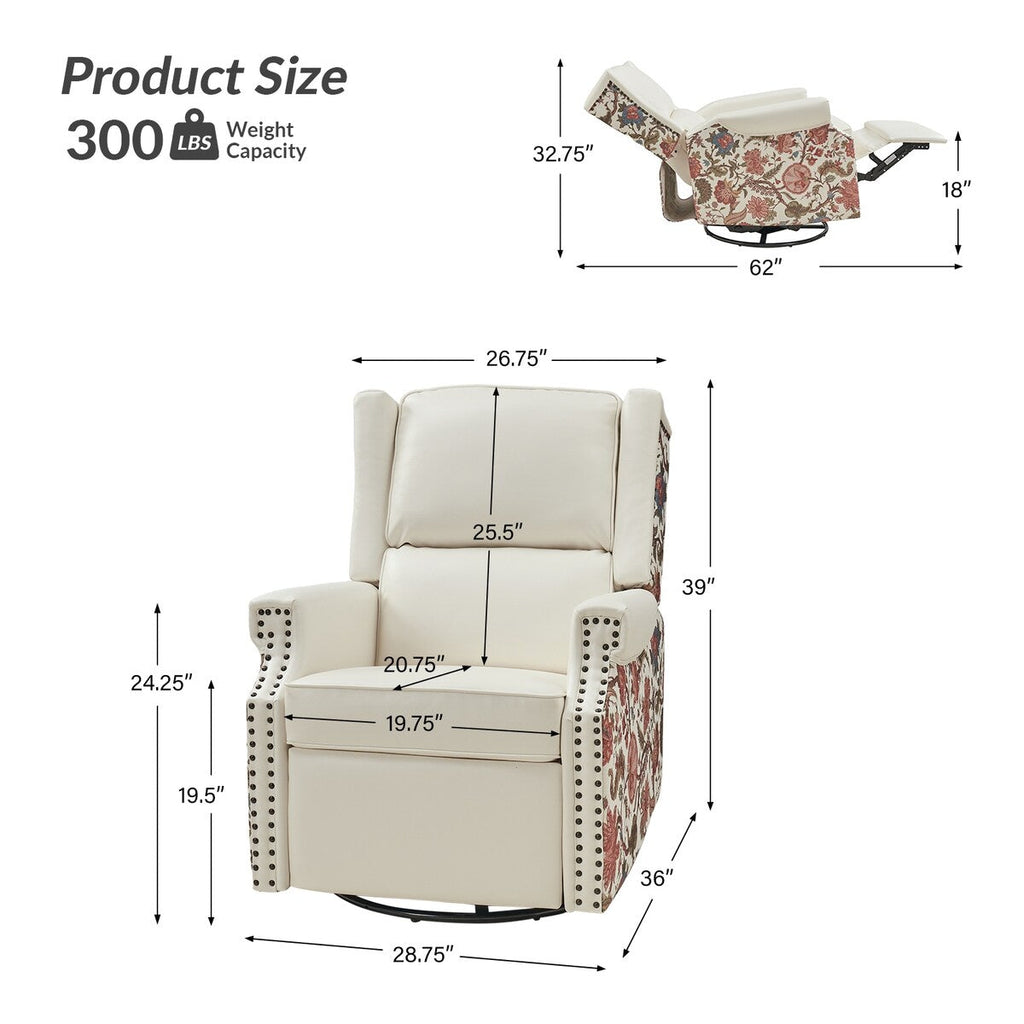 Fauteuil inclinable pivotant Amelia en similicuir avec coutures florales par HULALA HOME