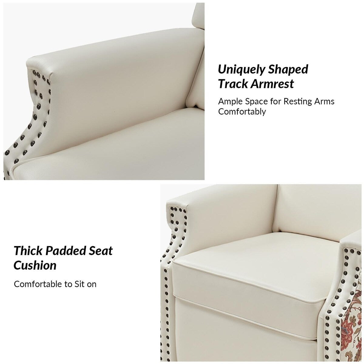 Fauteuil inclinable pivotant Amelia en similicuir avec coutures florales par HULALA HOME