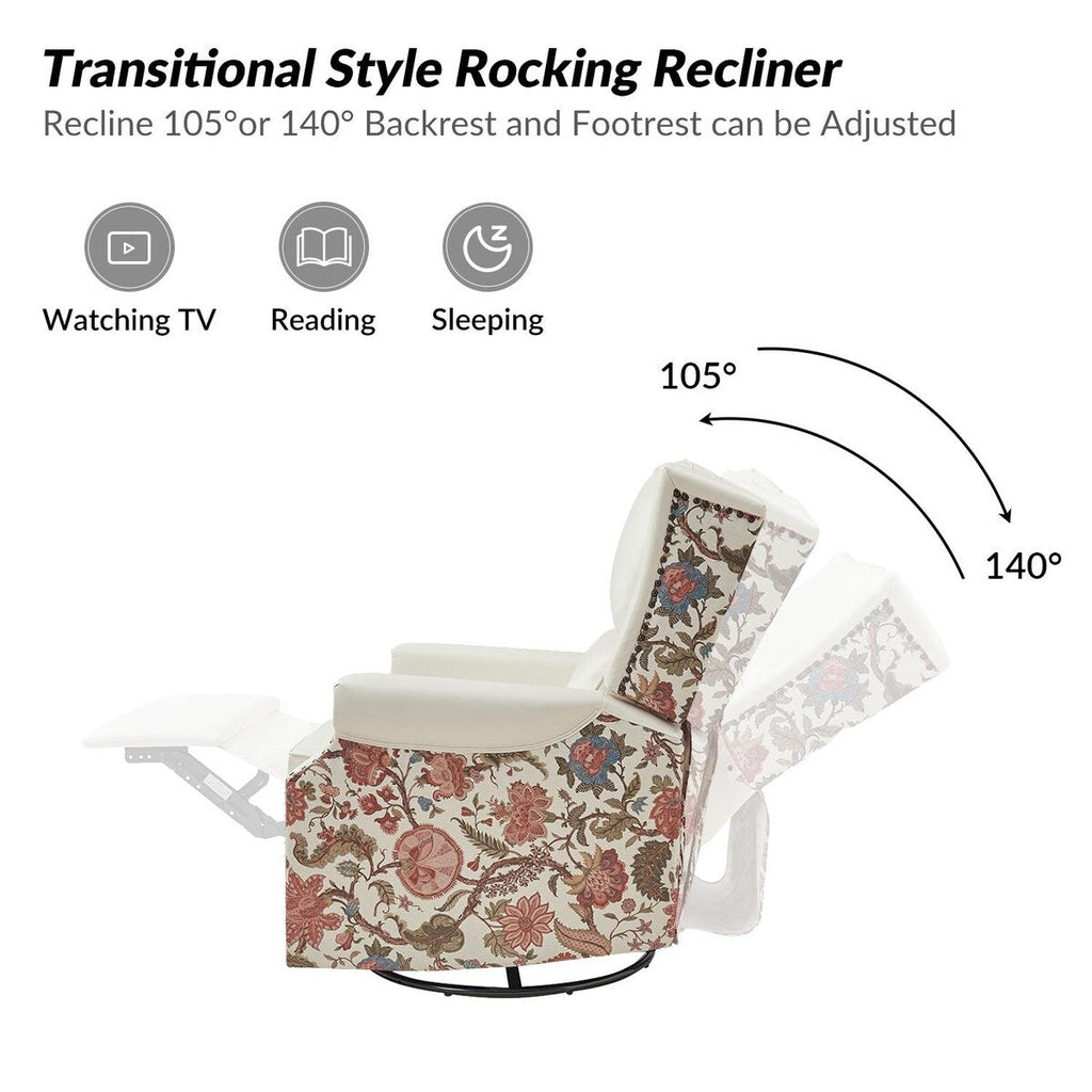 Fauteuil inclinable pivotant Amelia en similicuir avec coutures florales par HULALA HOME