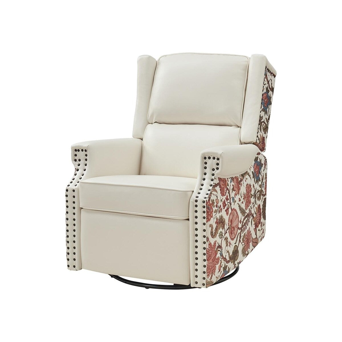 Fauteuil inclinable pivotant Amelia en similicuir avec coutures florales par HULALA HOME
