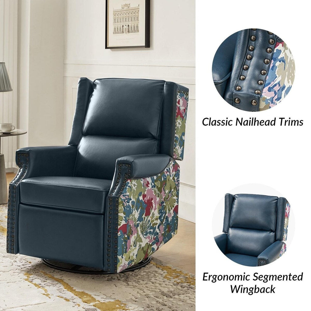Fauteuil inclinable pivotant Amelia en similicuir avec coutures florales par HULALA HOME