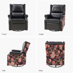 Fauteuil inclinable pivotant Amelia en similicuir avec coutures florales par HULALA HOME
