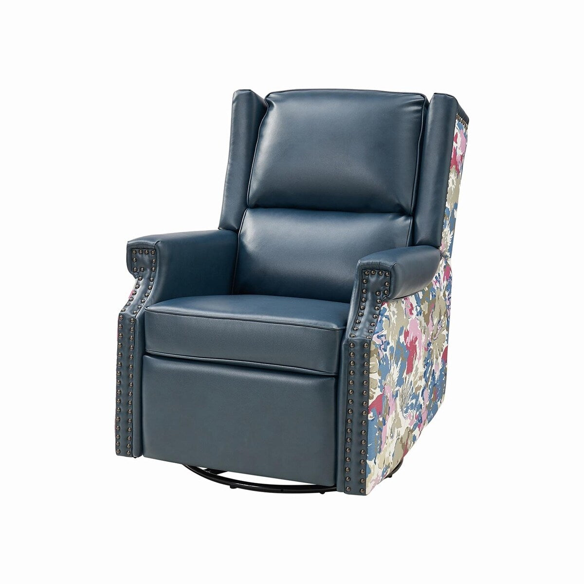 Fauteuil inclinable pivotant Amelia en similicuir avec coutures florales par HULALA HOME