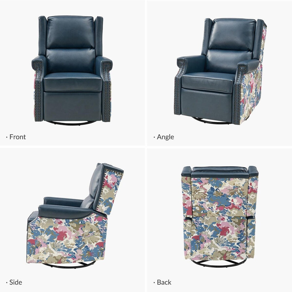 Fauteuil inclinable pivotant Amelia en similicuir avec coutures florales par HULALA HOME
