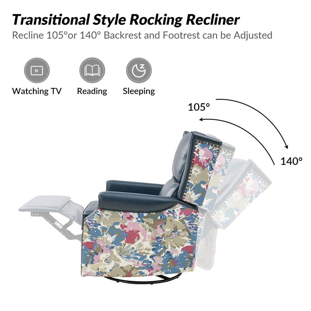 Fauteuil inclinable pivotant Amelia en similicuir avec coutures florales par HULALA HOME