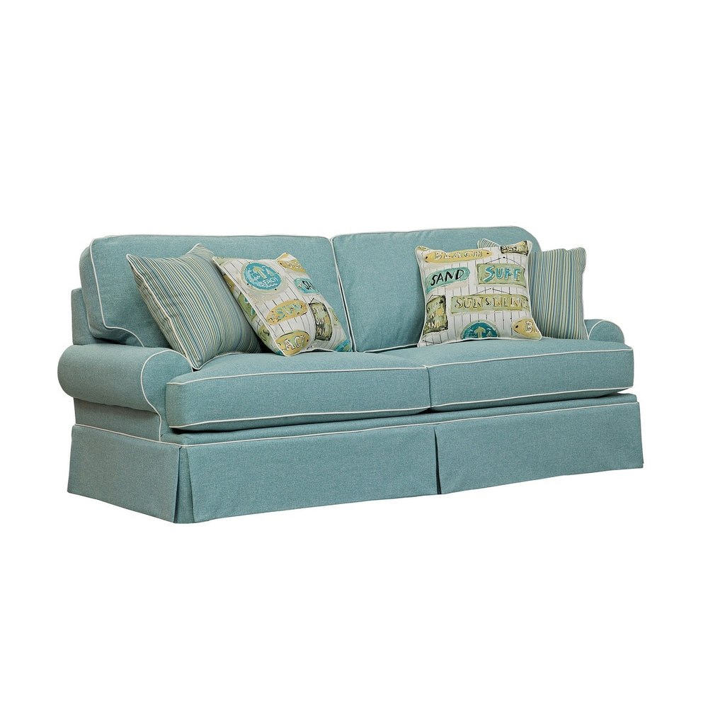 Canapé American Furniture Classics modèle Coastal Aqua Series avec quatre coussins décoratifs