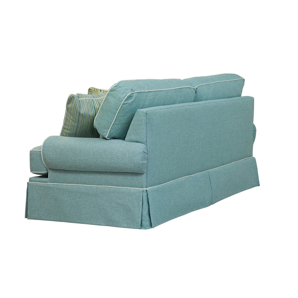 Canapé American Furniture Classics modèle Coastal Aqua Series avec quatre coussins décoratifs