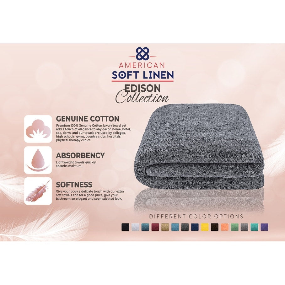 Serviette de bain turque extra large de qualité supérieure, douce et luxueuse, 100 % coton filé à l'anneau, 40 x 80 pouces, American Soft Linen