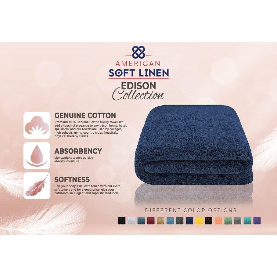 Serviette de bain turque extra large de qualité supérieure, douce et luxueuse, 100 % coton filé à l'anneau, 40 x 80 pouces, American Soft Linen