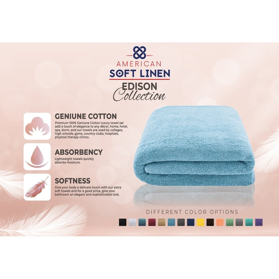 Serviette de bain turque extra large de qualité supérieure, douce et luxueuse, 100 % coton filé à l'anneau, 40 x 80 pouces, American Soft Linen