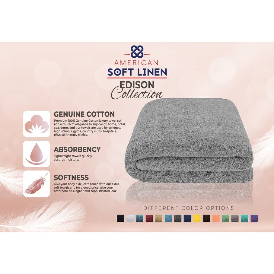 Serviette de bain turque extra large de qualité supérieure, douce et luxueuse, 100 % coton filé à l'anneau, 40 x 80 pouces, American Soft Linen