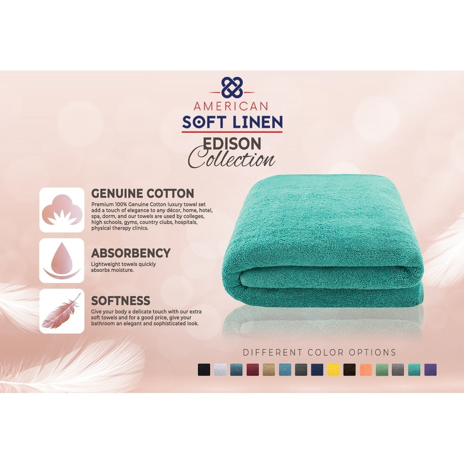 Serviette de bain turque extra large de qualité supérieure, douce et luxueuse, 100 % coton filé à l'anneau, 40 x 80 pouces, American Soft Linen