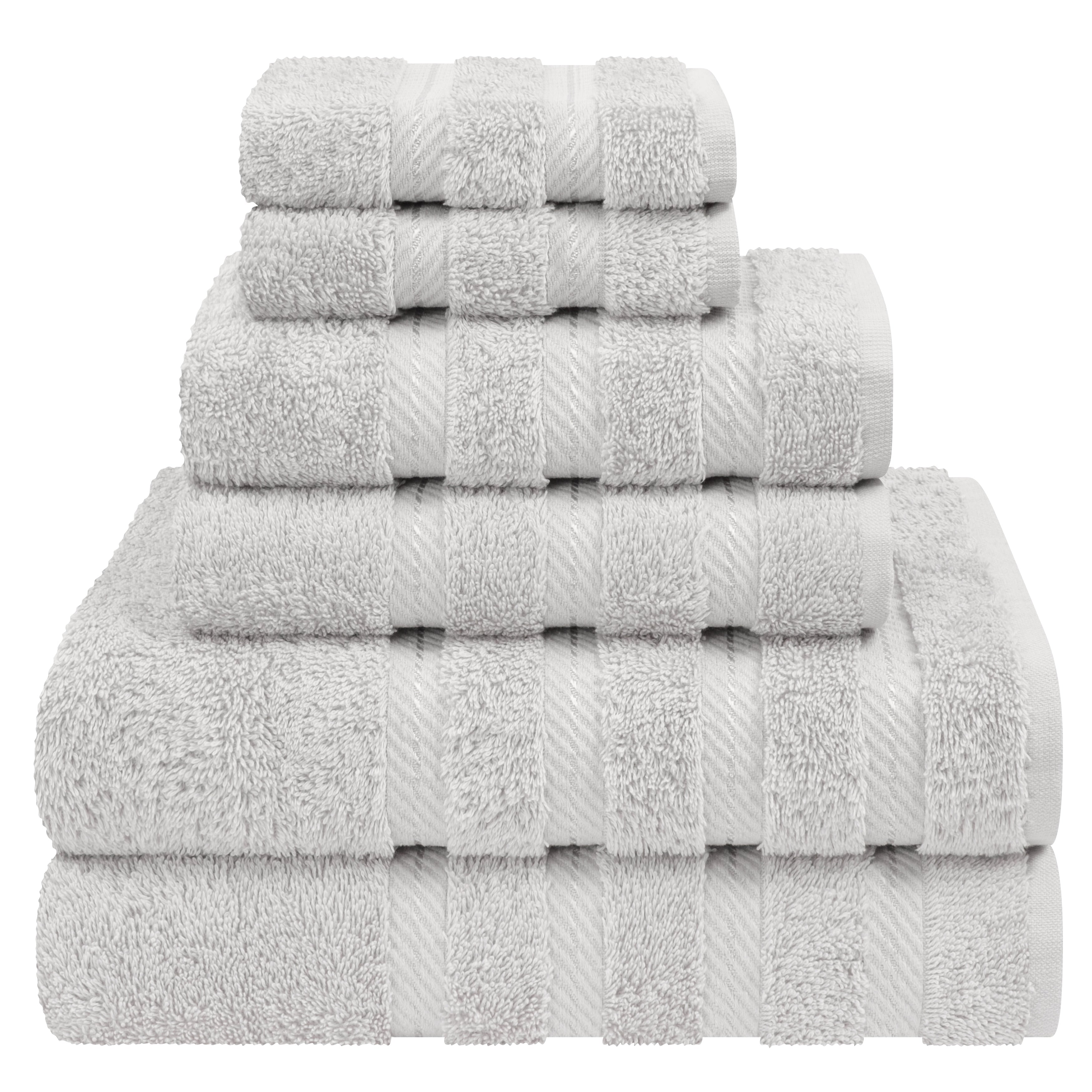 Ensemble de serviettes de bain de luxe 6 pièces en lin doux américain, 2 serviettes de bain, 2 essuie-mains et 2 débarbouillettes, serviettes turques 100 % coton pour salle de bain