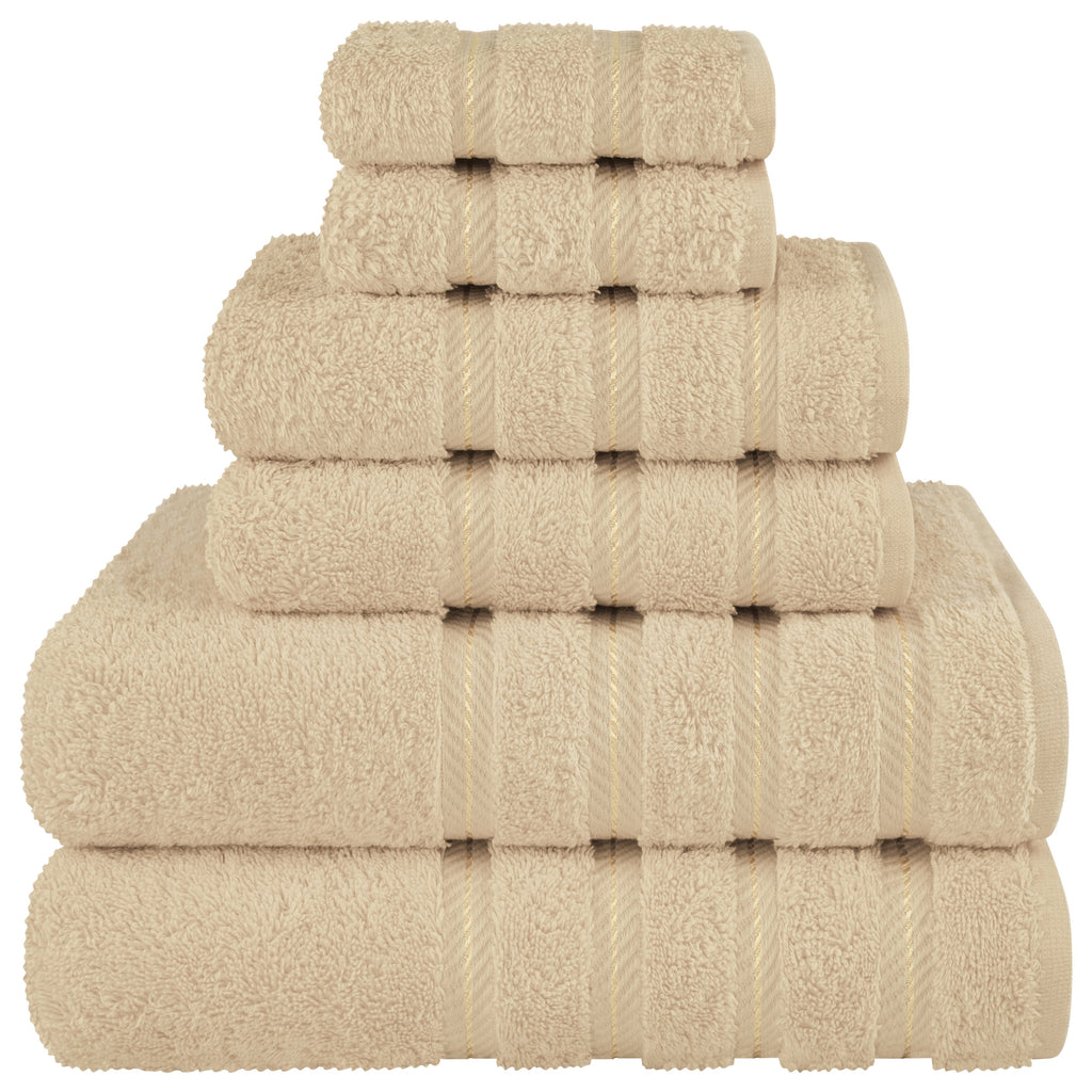 Ensemble de serviettes de bain de luxe 6 pièces en lin doux américain, 2 serviettes de bain, 2 essuie-mains et 2 débarbouillettes, serviettes turques 100 % coton pour salle de bain
