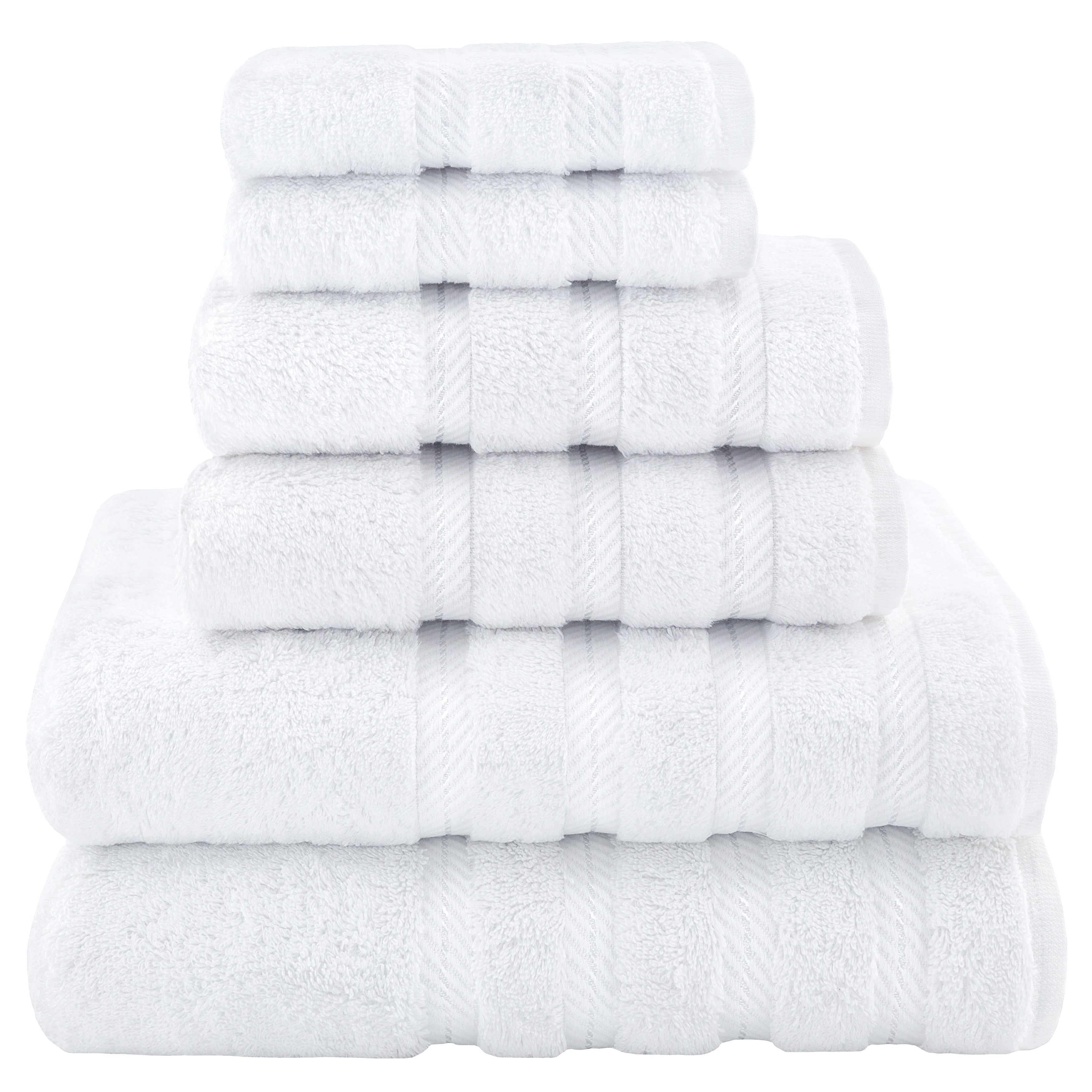 Ensemble de serviettes de bain de luxe 6 pièces en lin doux américain, 2 serviettes de bain, 2 essuie-mains et 2 débarbouillettes, serviettes turques 100 % coton pour salle de bain