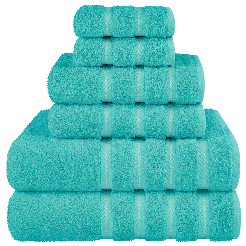 Ensemble de serviettes de bain de luxe 6 pièces en lin doux américain, 2 serviettes de bain, 2 essuie-mains et 2 débarbouillettes, serviettes turques 100 % coton pour salle de bain