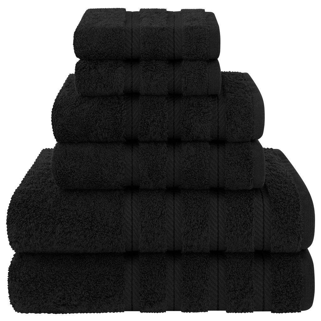 Ensemble de serviettes de bain de luxe 6 pièces en lin doux américain, 2 serviettes de bain, 2 essuie-mains et 2 débarbouillettes, serviettes turques 100 % coton pour salle de bain