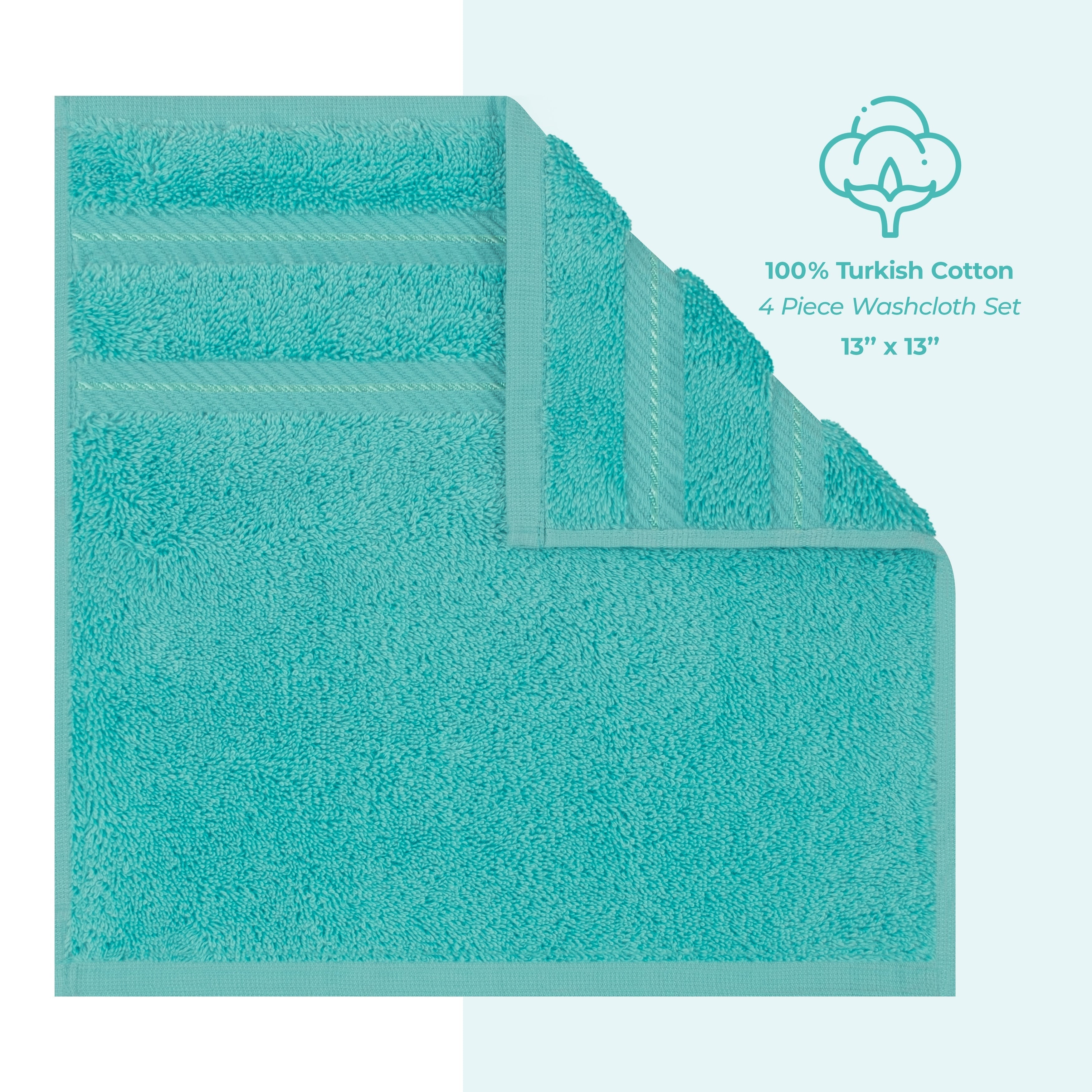 Ensemble de 4 débarbouillettes 100 % coton de qualité supérieure American Soft Linen