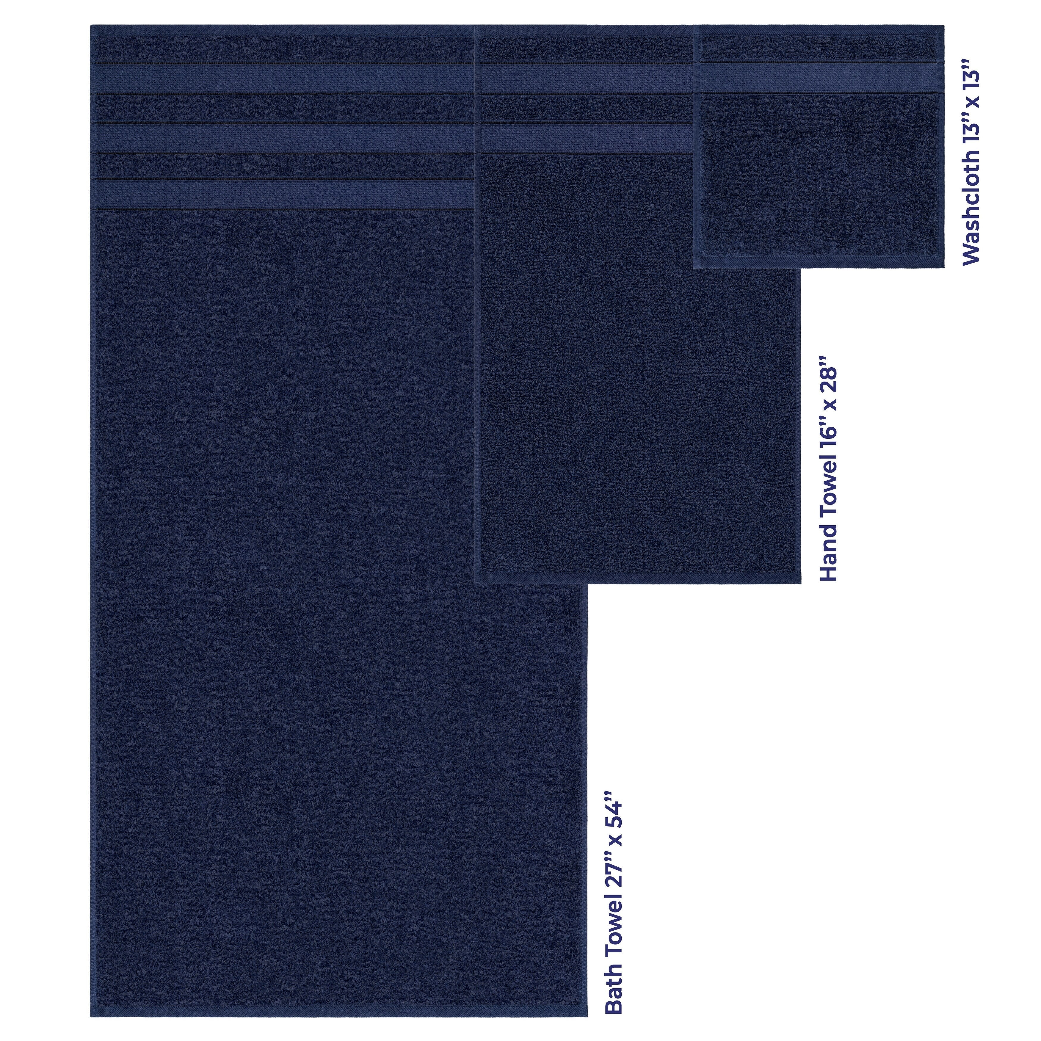 Ensemble de serviettes de bain Salem en lin doux américain, 6 pièces, grandes serviettes de bain 100 % coton, 2 serviettes de bain, 2 essuie-mains et 2 débarbouillettes