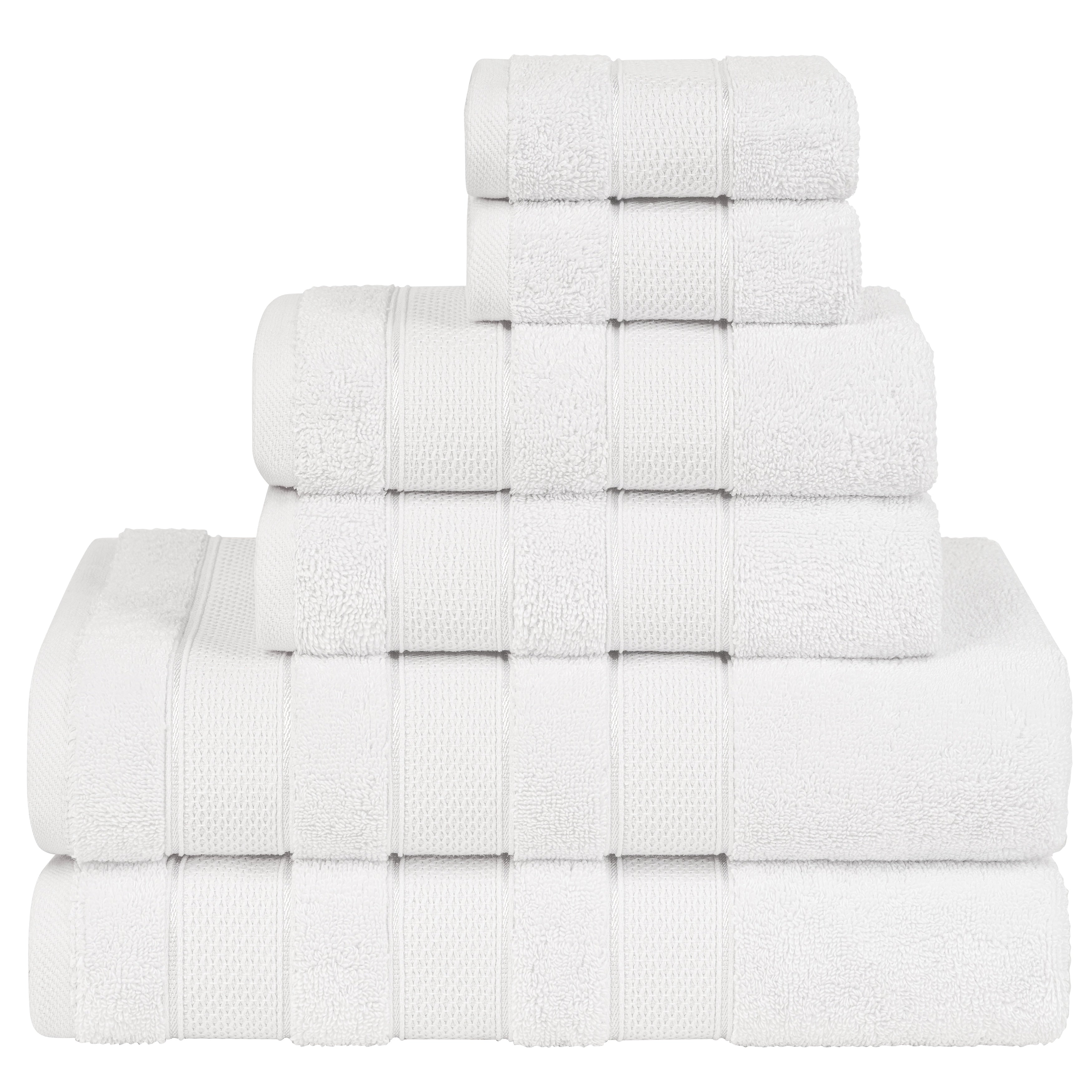 Ensemble de serviettes de bain Salem en lin doux américain, 6 pièces, grandes serviettes de bain 100 % coton, 2 serviettes de bain, 2 essuie-mains et 2 débarbouillettes