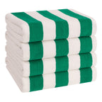 Lot de 4 serviettes de plage en lin doux américain, 100 % coton, 30 x 60 cm, serviettes de piscine à rayures Cabana