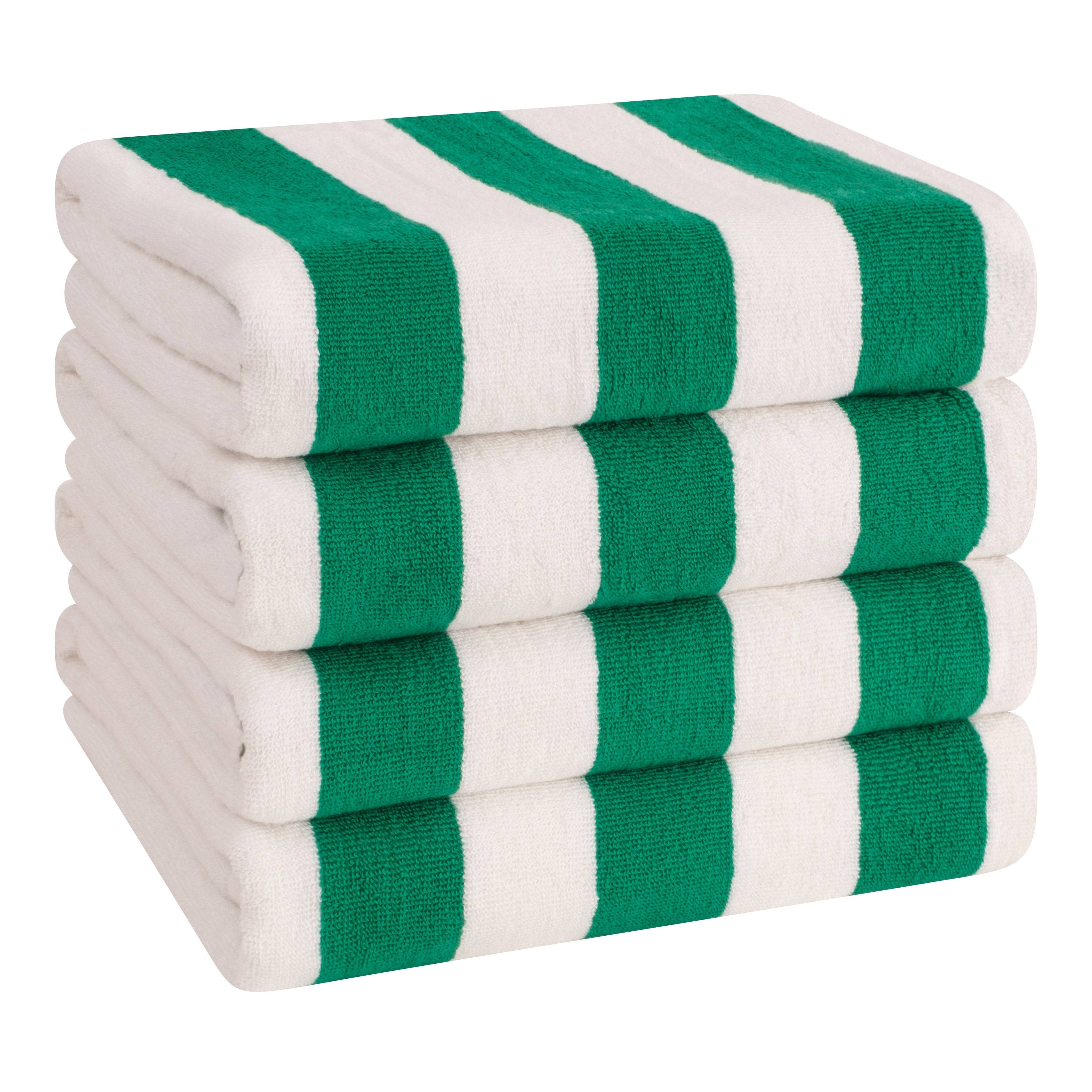 Lot de 4 serviettes de plage en lin doux américain, 100 % coton, 30 x 60 cm, serviettes de piscine à rayures Cabana