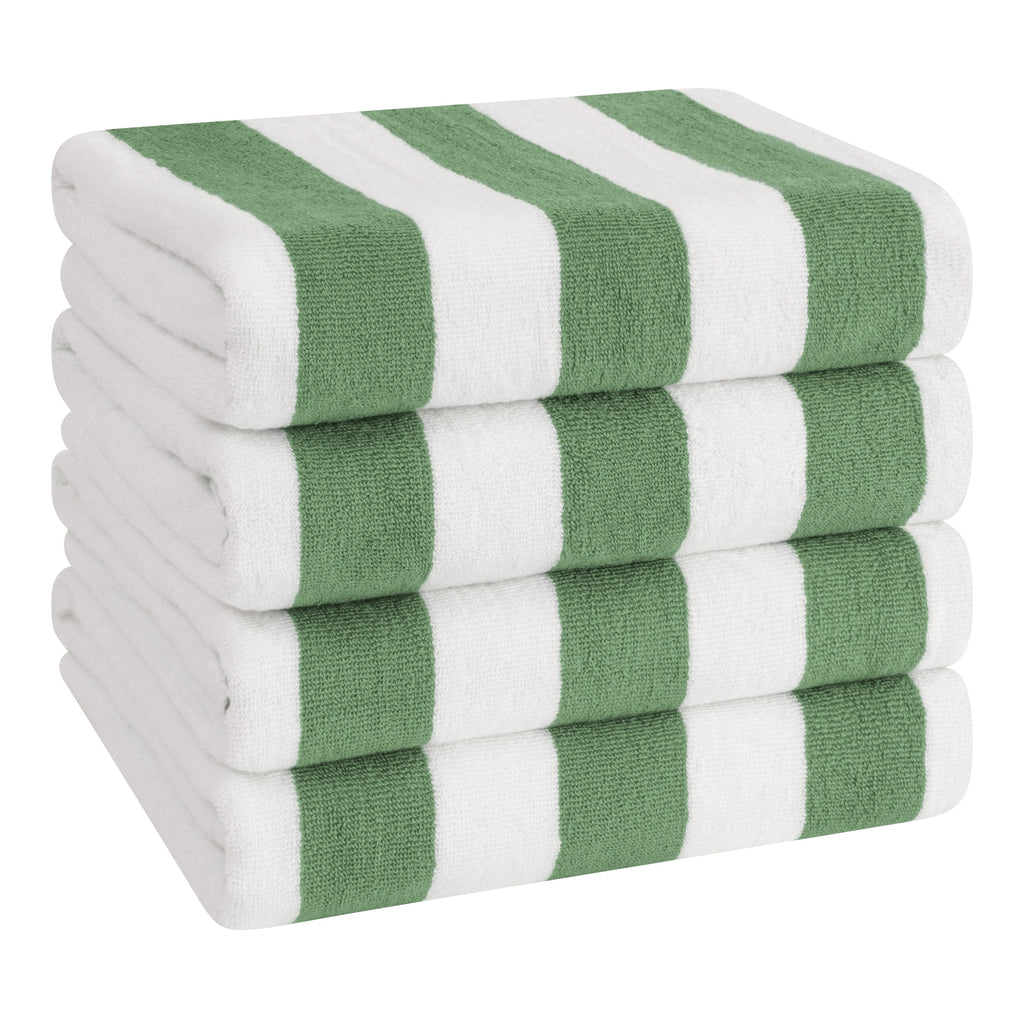 Lot de 4 serviettes de plage en lin doux américain, 100 % coton, 30 x 60 cm, serviettes de piscine à rayures Cabana