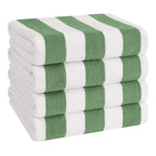 Lot de 4 serviettes de plage en lin doux américain, 100 % coton, 30 x 60 cm, serviettes de piscine à rayures Cabana