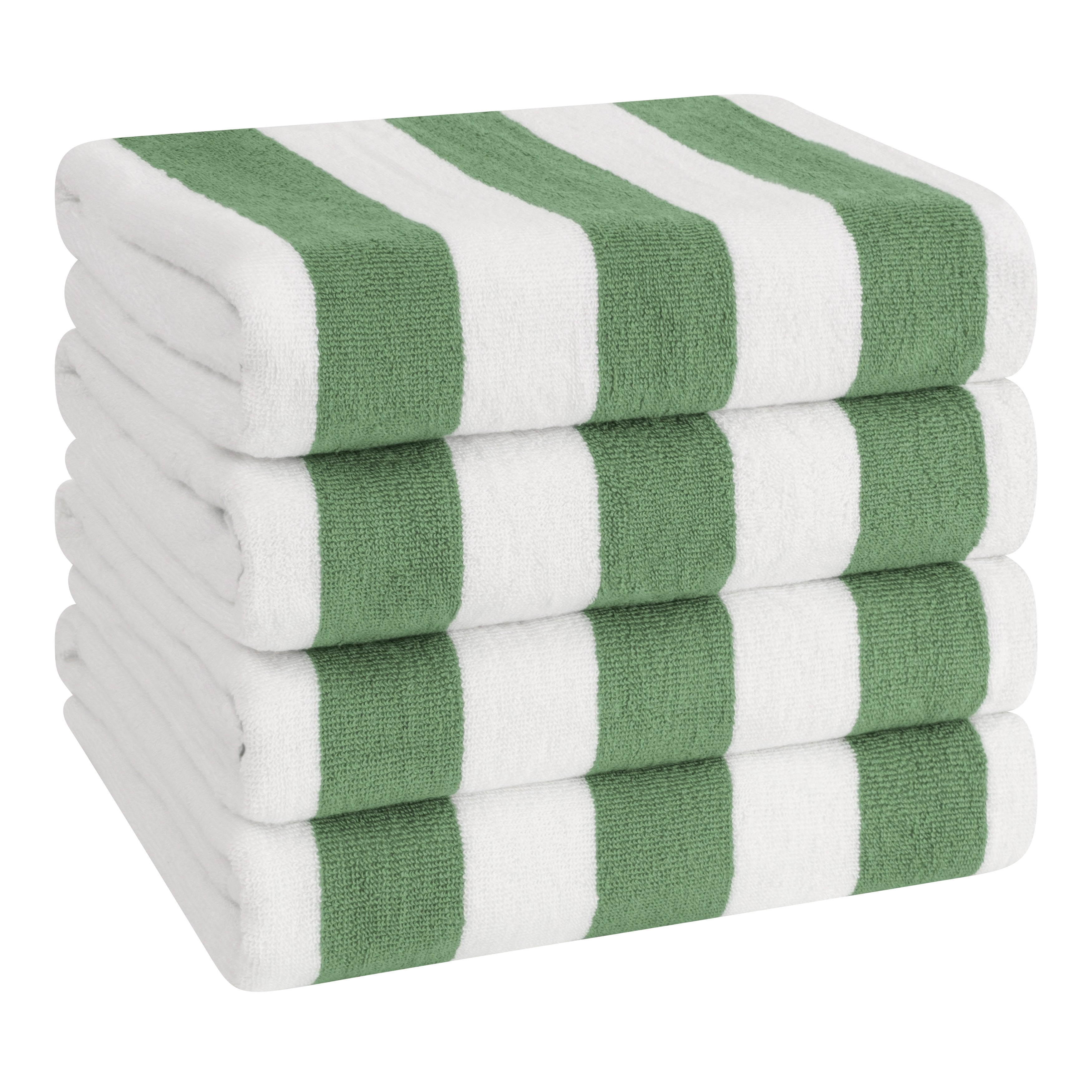 Lot de 4 serviettes de plage en lin doux américain, 100 % coton, 30 x 60 cm, serviettes de piscine à rayures Cabana