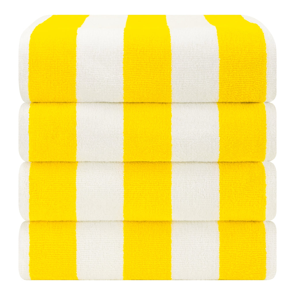 Lot de 4 serviettes de plage en lin doux américain, 100 % coton, 30 x 60 cm, serviettes de piscine à rayures Cabana