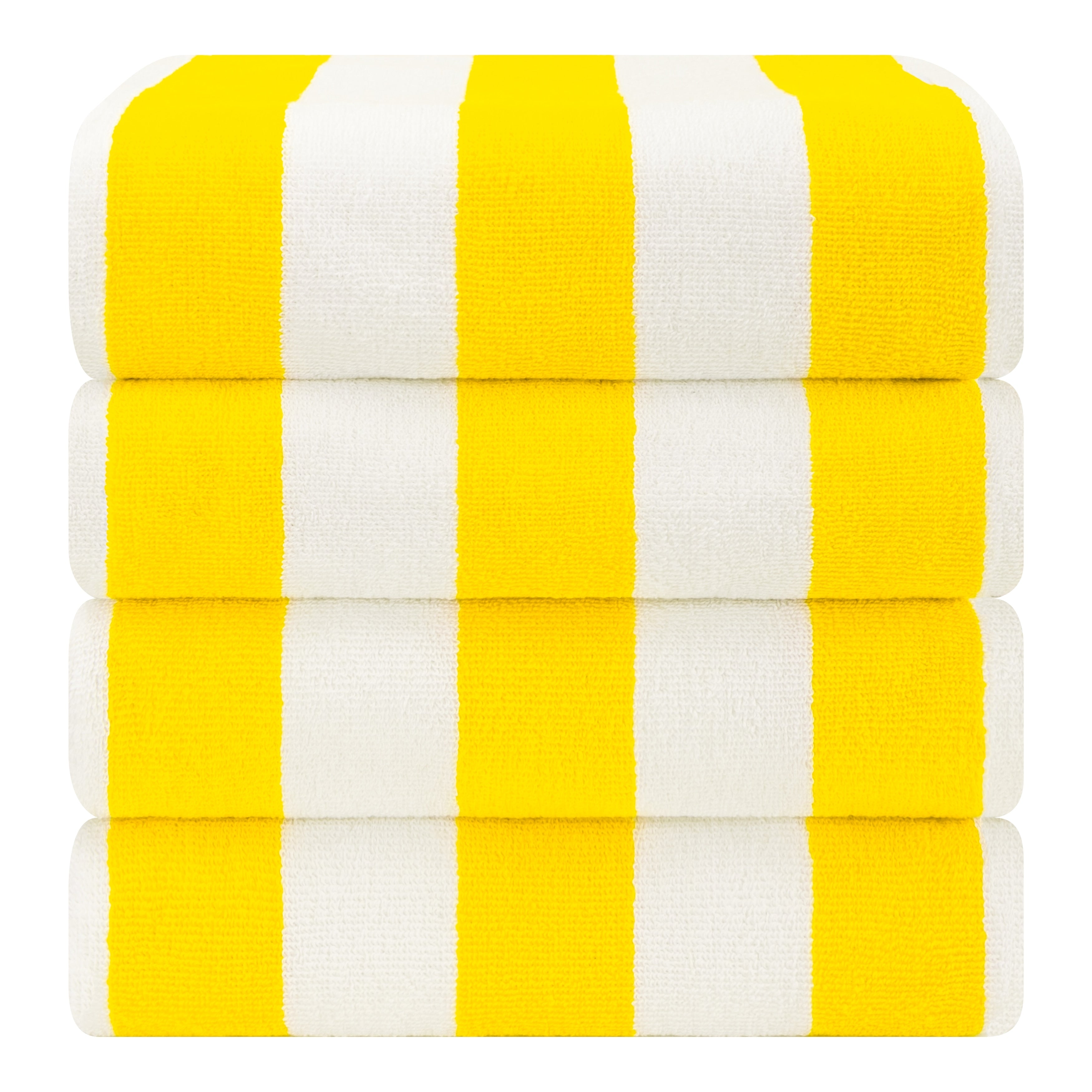 Lot de 4 serviettes de plage en lin doux américain, 100 % coton, 30 x 60 cm, serviettes de piscine à rayures Cabana