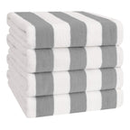 Lot de 4 serviettes de plage en lin doux américain, 100 % coton, 30 x 60 cm, serviettes de piscine à rayures Cabana