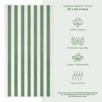 Lot de 4 serviettes de plage en lin doux américain, 100 % coton, 30 x 60 cm, serviettes de piscine à rayures Cabana