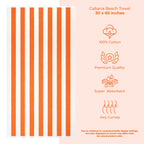 Lot de 4 serviettes de plage en lin doux américain, 100 % coton, 30 x 60 cm, serviettes de piscine à rayures Cabana