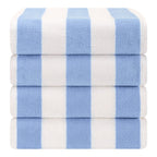 Lot de 4 serviettes de plage en lin doux américain, 100 % coton, 30 x 60 cm, serviettes de piscine à rayures Cabana