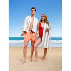 Lot de 4 serviettes de plage en lin doux américain, 100 % coton, 30 x 60 cm, serviettes de piscine à rayures Cabana