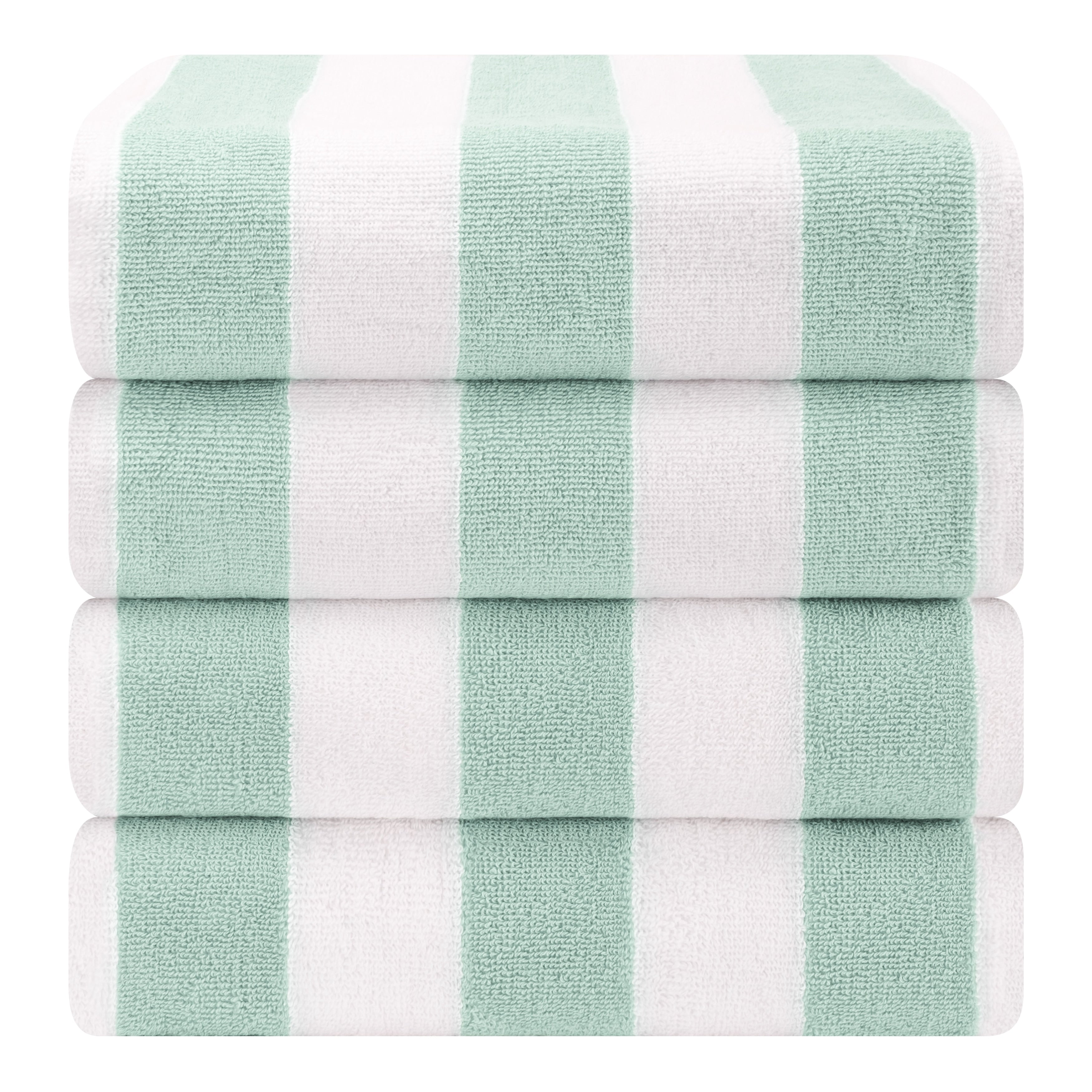 Lot de 4 serviettes de plage en lin doux américain, 100 % coton, 30 x 60 cm, serviettes de piscine à rayures Cabana