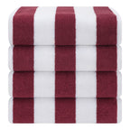 Lot de 4 serviettes de plage en lin doux américain, 100 % coton, 30 x 60 cm, serviettes de piscine à rayures Cabana