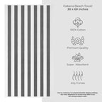 Lot de 4 serviettes de plage en lin doux américain, 100 % coton, 30 x 60 cm, serviettes de piscine à rayures Cabana