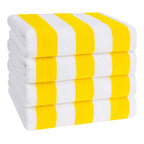 Lot de 4 serviettes de plage en lin doux américain, 100 % coton, 30 x 60 cm, serviettes de piscine à rayures Cabana
