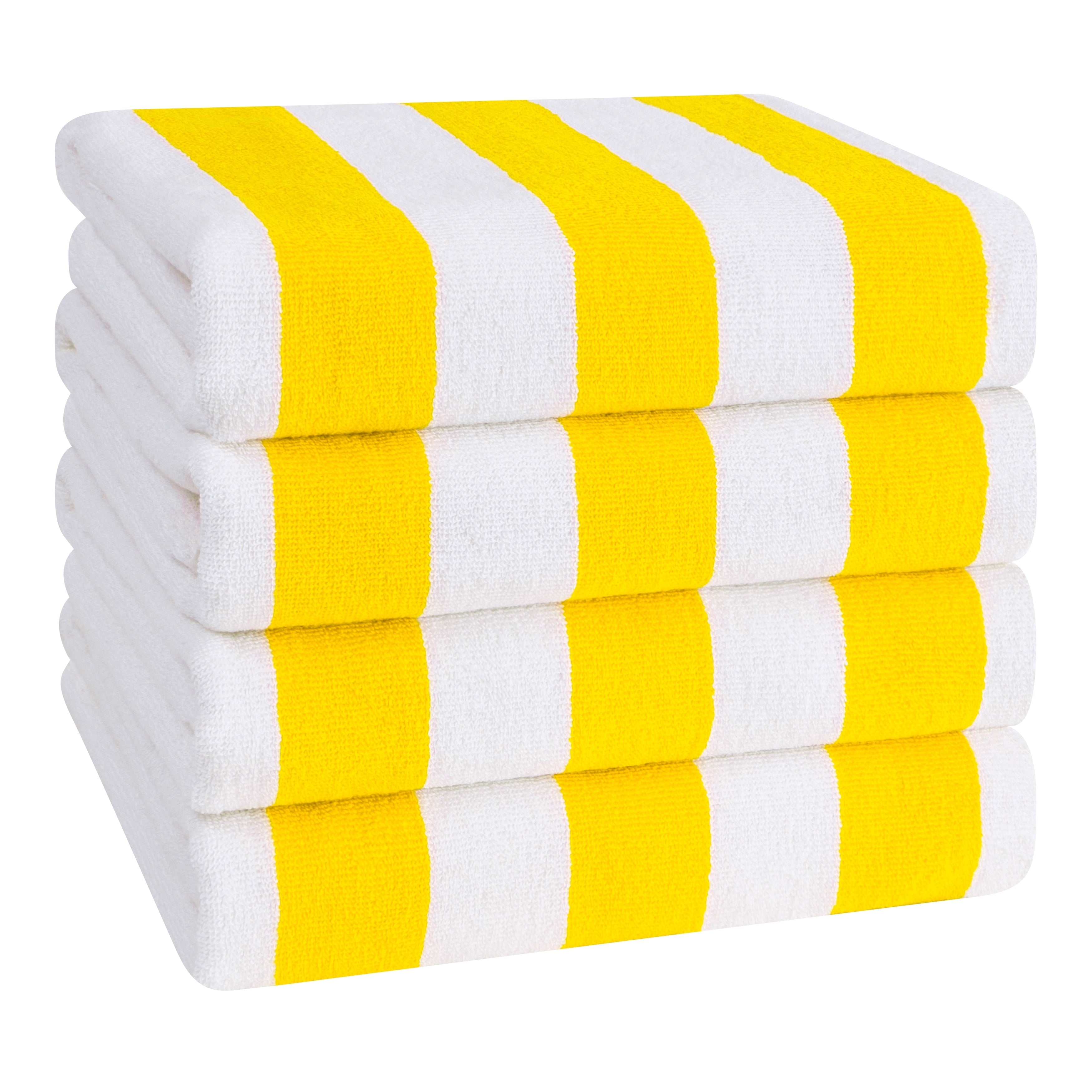Lot de 4 serviettes de plage en lin doux américain, 100 % coton, 30 x 60 cm, serviettes de piscine à rayures Cabana