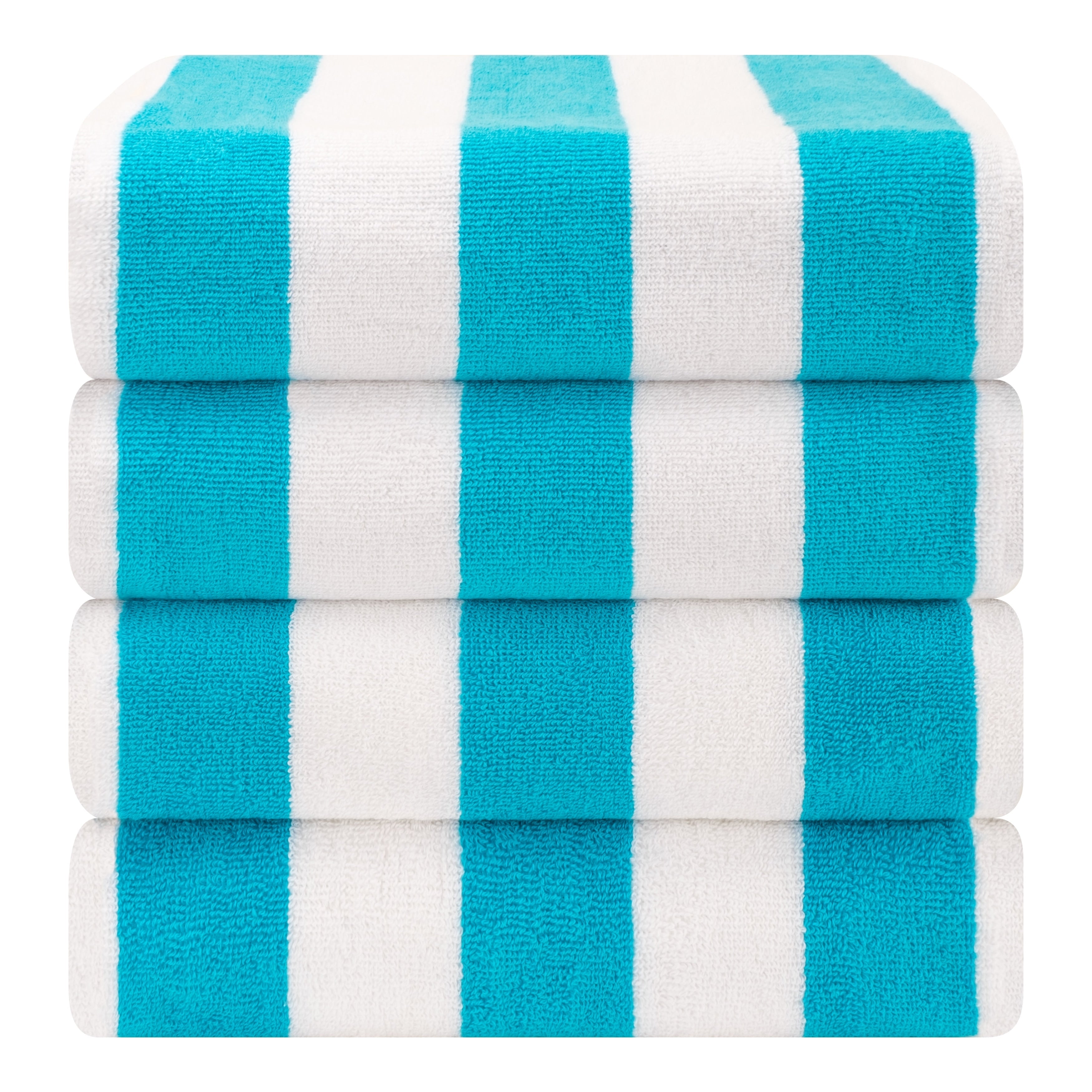 Lot de 4 serviettes de plage en lin doux américain, 100 % coton, 30 x 60 cm, serviettes de piscine à rayures Cabana