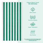 Lot de 4 serviettes de plage en lin doux américain, 100 % coton, 30 x 60 cm, serviettes de piscine à rayures Cabana