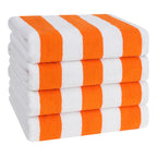 Lot de 4 serviettes de plage en lin doux américain, 100 % coton, 30 x 60 cm, serviettes de piscine à rayures Cabana