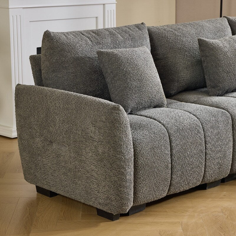 Canapé capitonné américain avec pouf - 3 places, 1 pouf