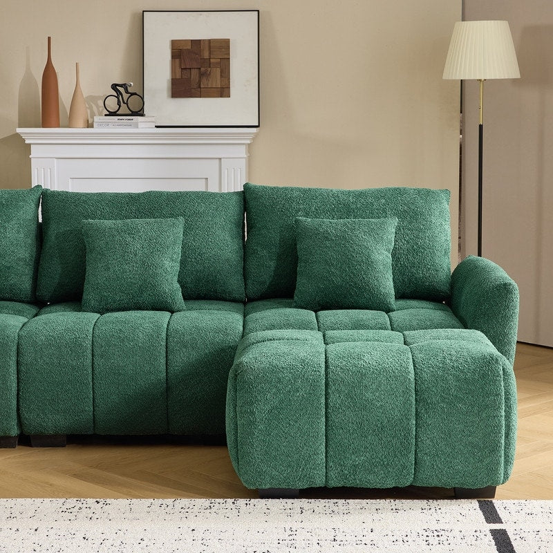 Canapé capitonné américain avec pouf - 3 places, 1 pouf