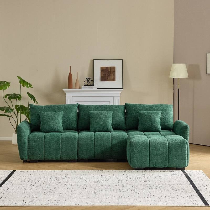 Canapé capitonné américain avec pouf - 3 places, 1 pouf