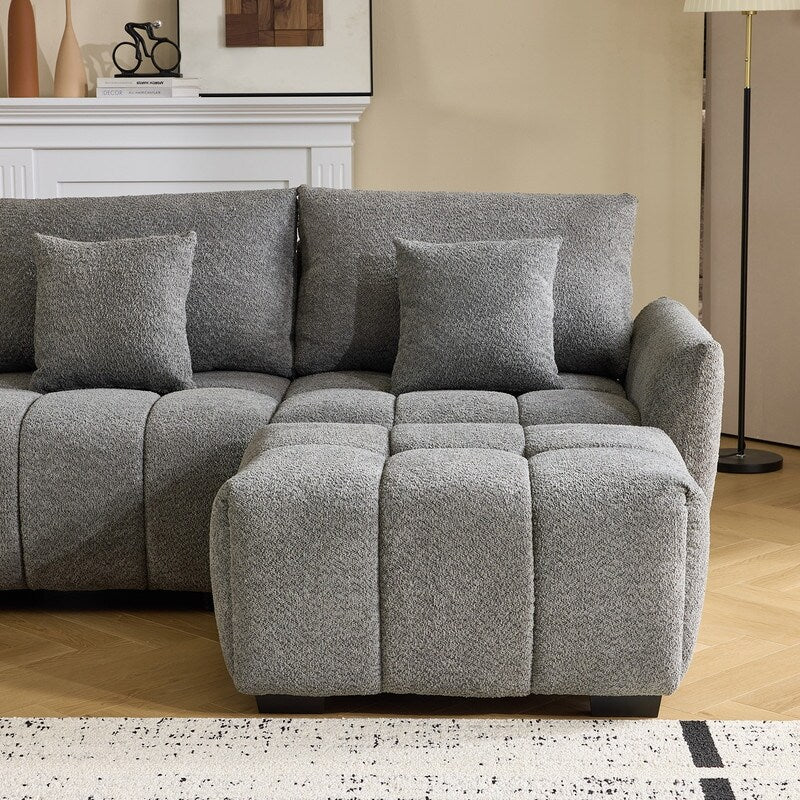 Canapé capitonné américain avec pouf - 3 places, 1 pouf