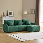 Canapé capitonné américain avec pouf - 3 places, 1 pouf